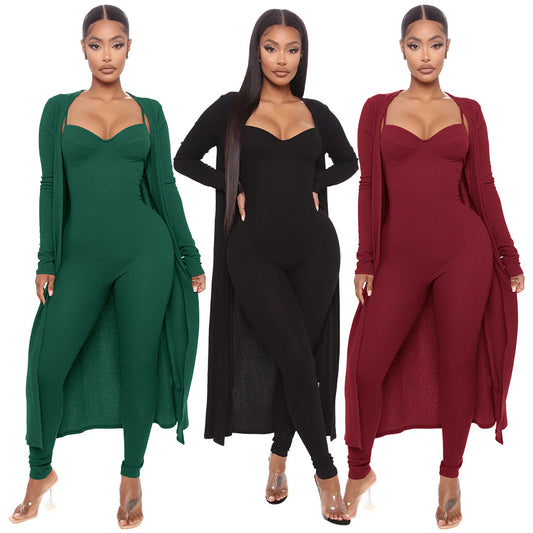 Women's Sling Jumpsuit Casual Loose Long Sleeve Jacket