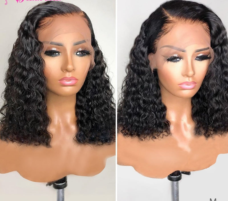 Brazilian Deep Wave Wig Bob Lace Front Wig 13x4 Lace Front Human Hair Wigs  Jazz Star Hair Non-Remy Perruque Cheveux Humain
