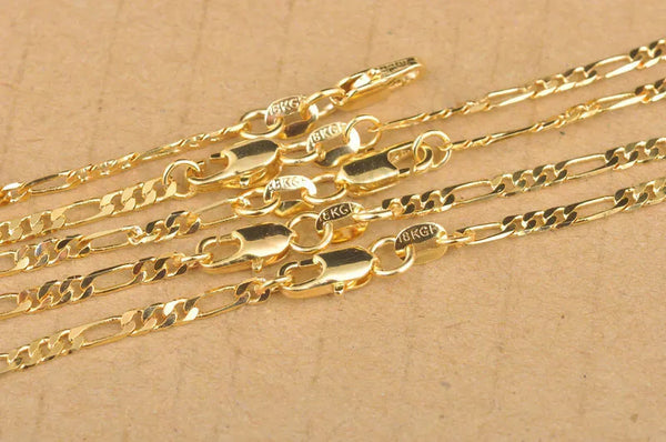 New Trendy 26 Inch Heavy  Real Yellow Gold Filled Figaro Necklace Chains  Gold Necklace Long Necklace Fast Shipping