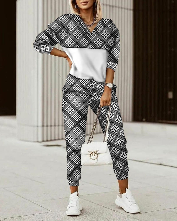 Fashion Women Plaid Print Zipper Front Hooded Top & Pants Set Two Pieces Suit Flare Pants Outwear