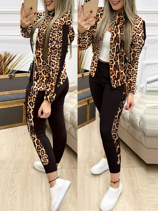 Two Piece Set Outfits Autumn Women's Tracksuit Zipper Top And Pants Casual Sport Suit Winter 2 Piece Woman Set