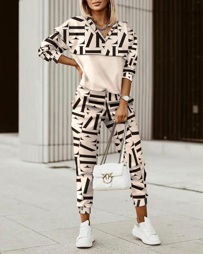 Fashion Women Plaid Print Zipper Front Hooded Top & Pants Set Two Pieces Suit Flare Pants Outwear
