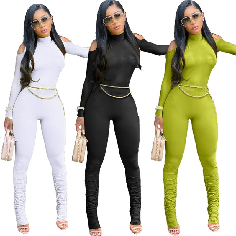 Bandage Bodycon Jumpsuit Long Sleeve Stacked One Piece Jumpsuit Women Fall Clothing Overalls Party Sexy Jumpsuit Clubwear