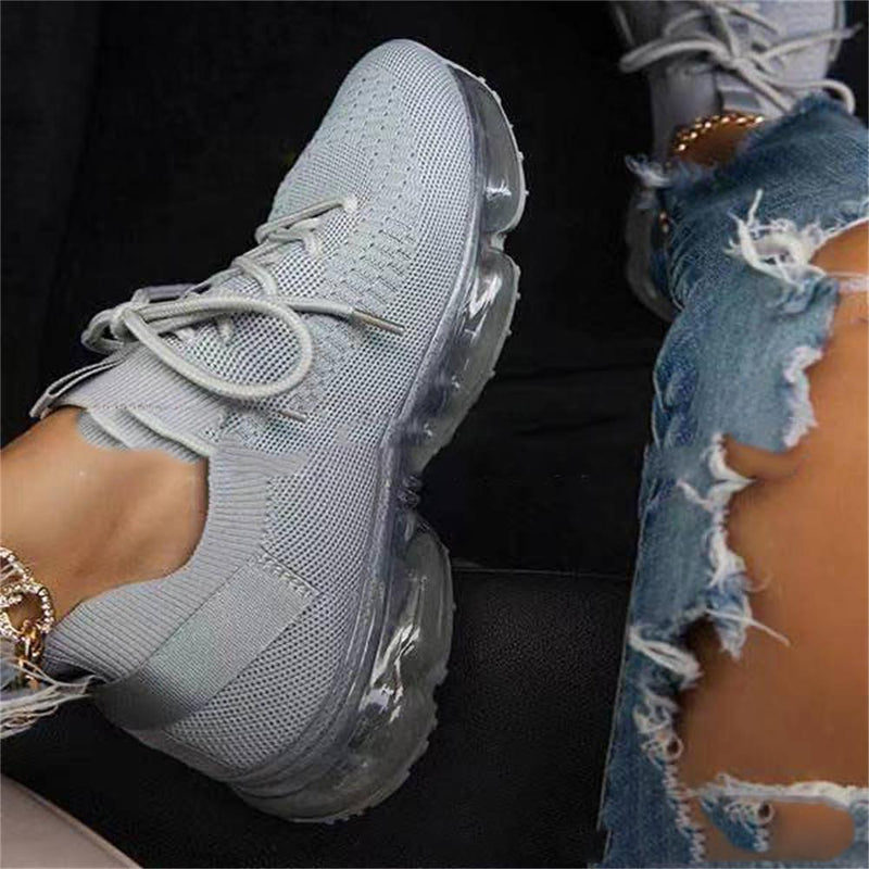 Women's Sneakers Trends 2023 Spring New Stretch Fabric Ladies Breathable Casual Basketball Shoes 35-43 Large-Sized Sports Shoes
