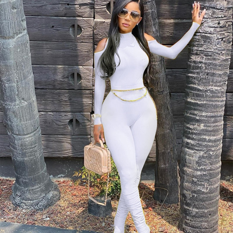 Bandage Bodycon Jumpsuit Long Sleeve Stacked One Piece Jumpsuit Women Fall Clothing 2022 Overalls Party Sexy Jumpsuit Clubwear