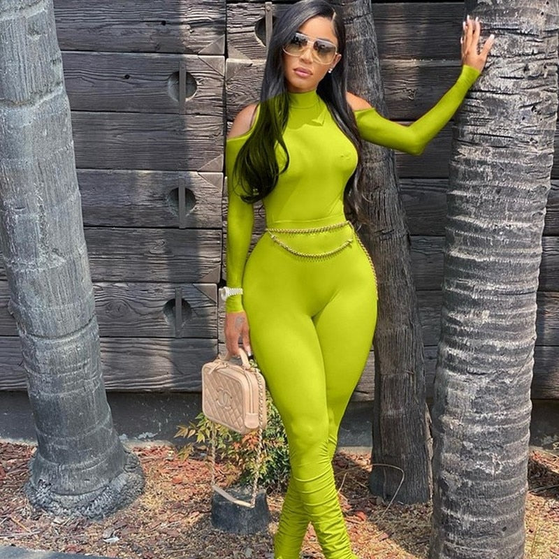 Bandage Bodycon Jumpsuit Long Sleeve Stacked One Piece Jumpsuit Women Fall Clothing Overalls Party Sexy Jumpsuit Clubwear