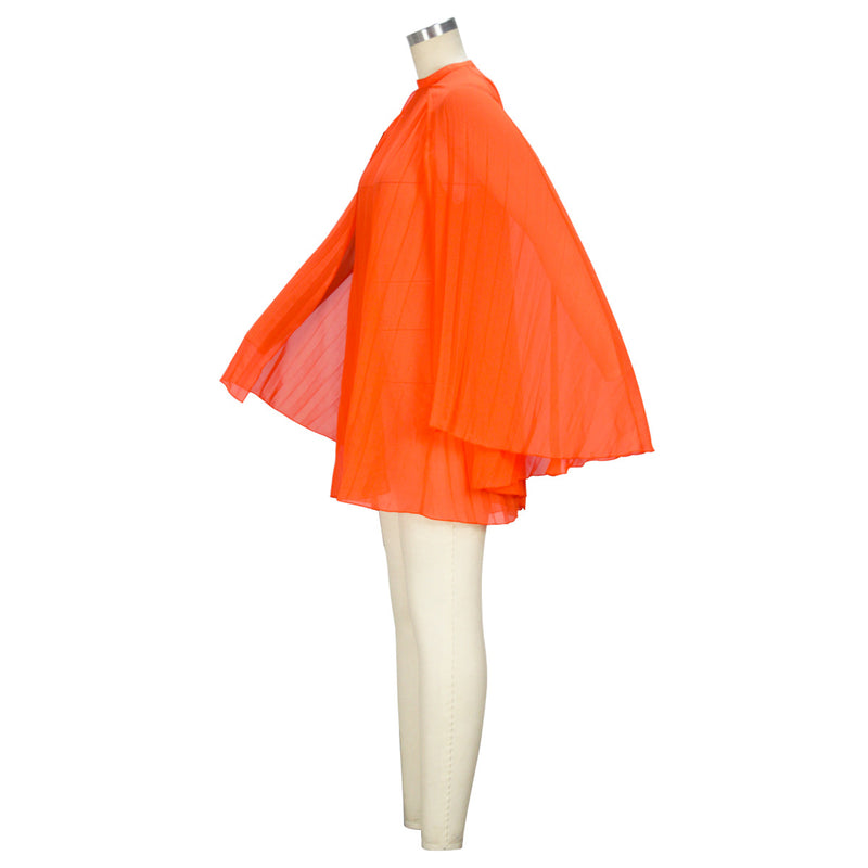 Women's Chiffon Elegant Cloak Pleated Cape Dress