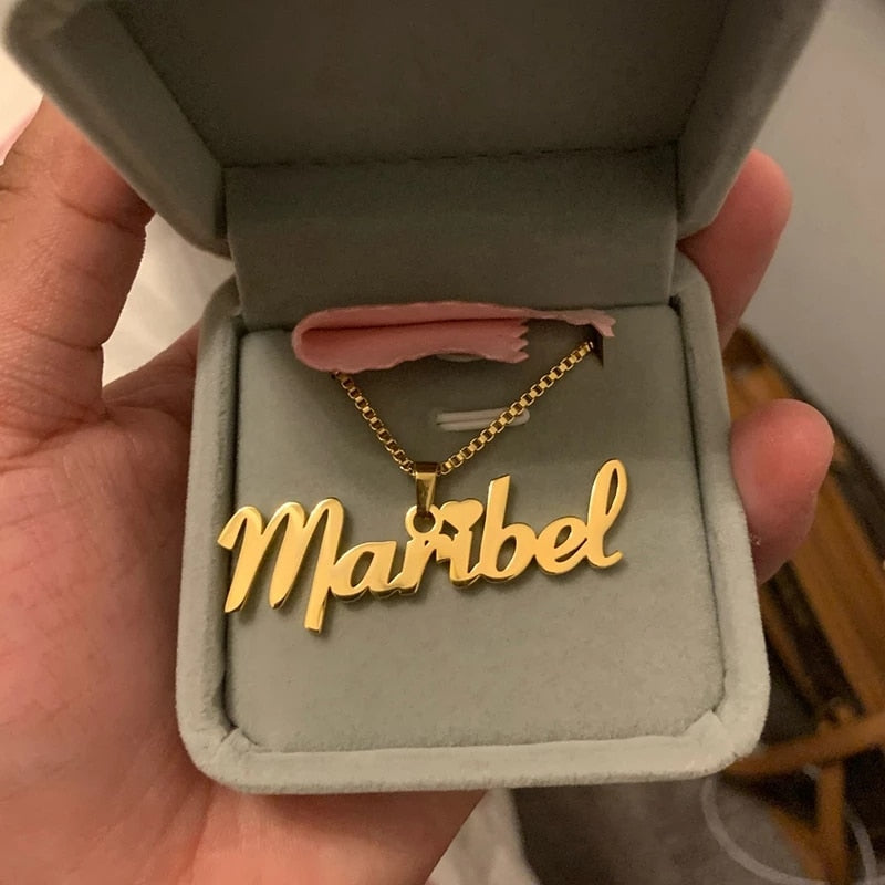 Box Chain Custom Jewelry Personalized Name Pendant Necklace For Women Men Handmade Cursive Nameplate Choker Bijoux BFF Gift