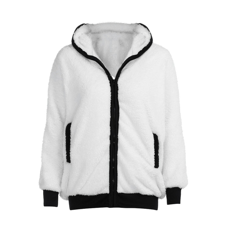 kawaii Hoodies Women fur Coat sweatshirt zip-up Cute Panda Ear cap autumn winter Warm Hooded turtleneck Outerwear sudadera mujer