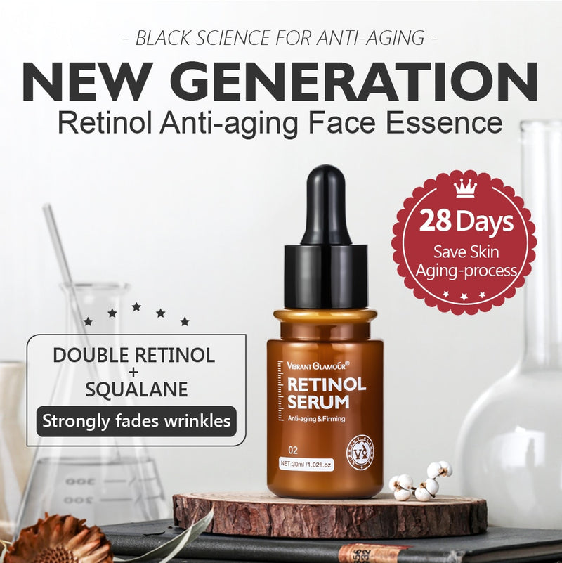 VIBRANT GLAMOUR Retinol Face Serum Moisturizing Whitening Firming Fade Fine Lines Anti-wrinkle Anti-aging Deep Care Essence 30ML