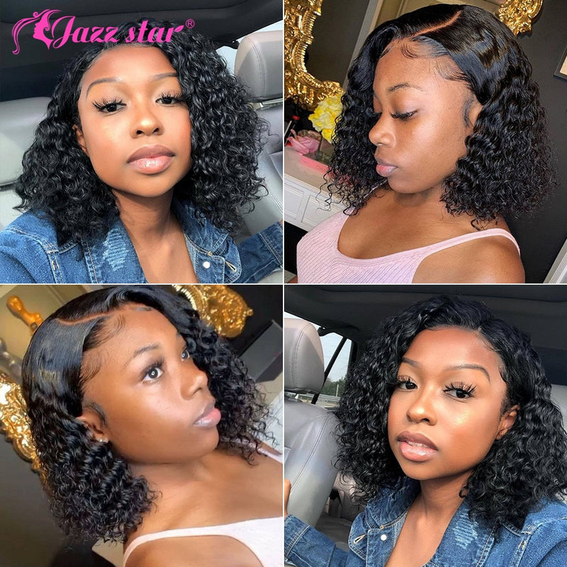 Brazilian Deep Wave Wig Bob Lace Front Wig 13x4 Lace Front Human Hair Wigs  Jazz Star Hair Non-Remy Perruque Cheveux Humain