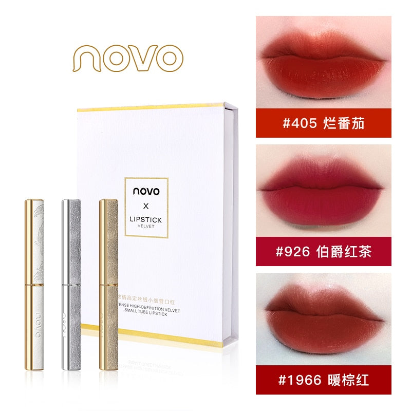 Glitter Luxury Lipstick With Mirror Matte Moisturizing Velvet lasting Temperature Change Lip Balm 3pcs In Bag Fashion Makeup