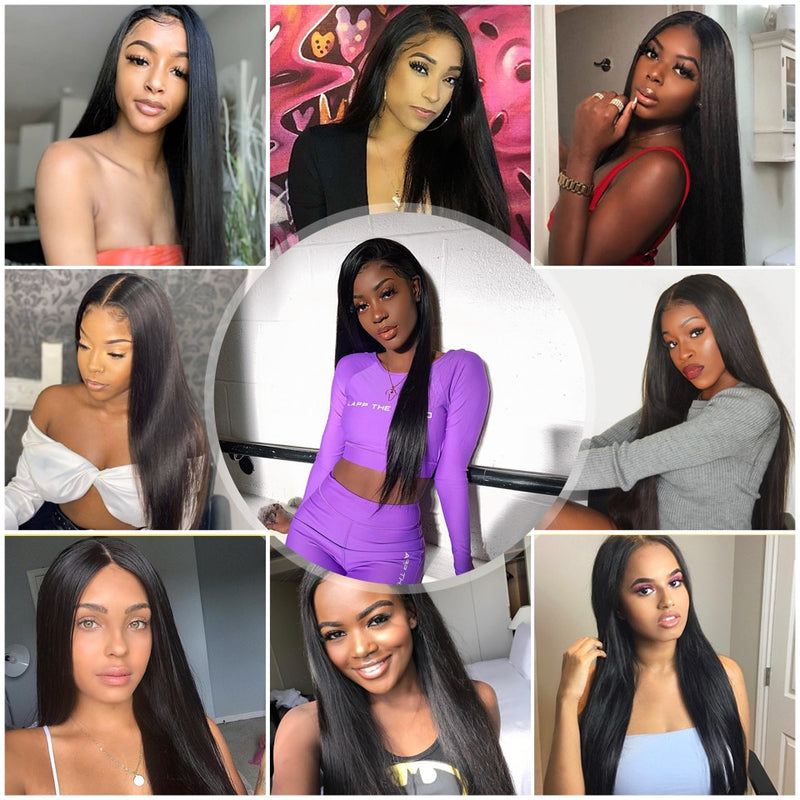 Nicelight 4X4 Lace Closure Wig Straight Lace Human Hair Wigs For Women 180% Brazilian Wig Remy Natural Long Black Lace Wig