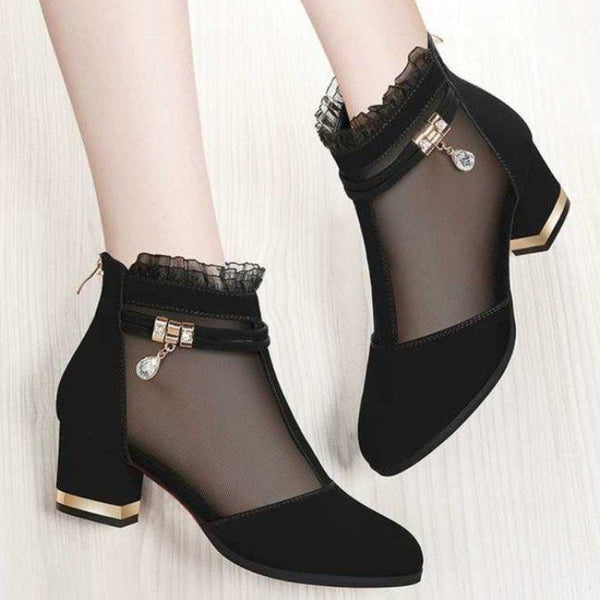Women Boots Women High-heeled Sandals Women Chunky Heel Short Boots Women Shoes Summer New Black Shoes Women Shoes