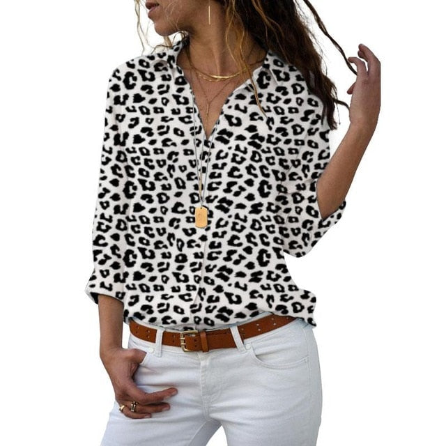 Long Sleeve Women Blouses Plus Size Turn-down Collar Blouse Shirt Casual Tops Elegant Work Wear Chiffon Shirts 5XL